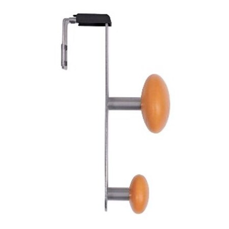 Alba Alba PM2PARTBO Traditional Chrome Over the Door Coat Hanger with Two Light Wooden Adjustable Hook PM2PARTBO